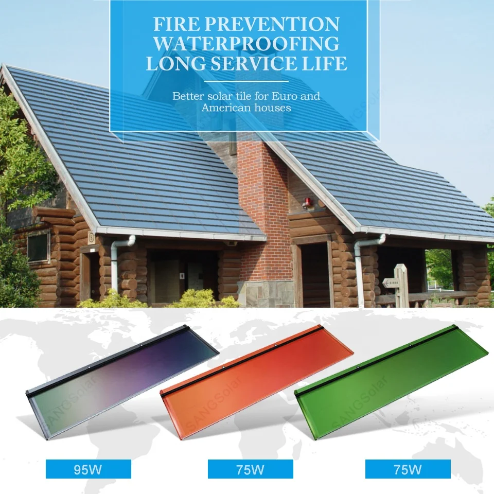 Solar Shingles Waterproof New Flat Plate Solar System Top Energy Residential Solar Roofing Tiles Sustainable Building Integrated