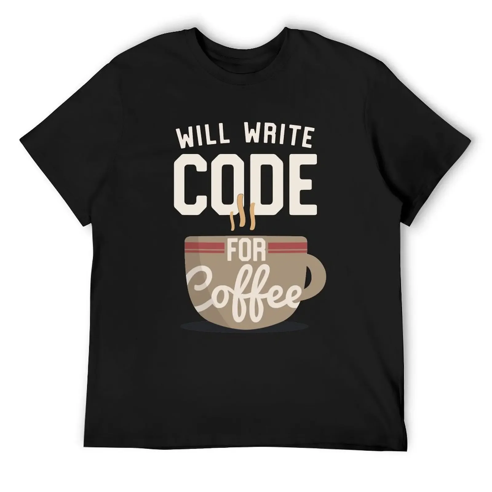 

Will Write Code For Coffee Programmer Humor T-Shirt topping oversized graphic tee men t shirts
