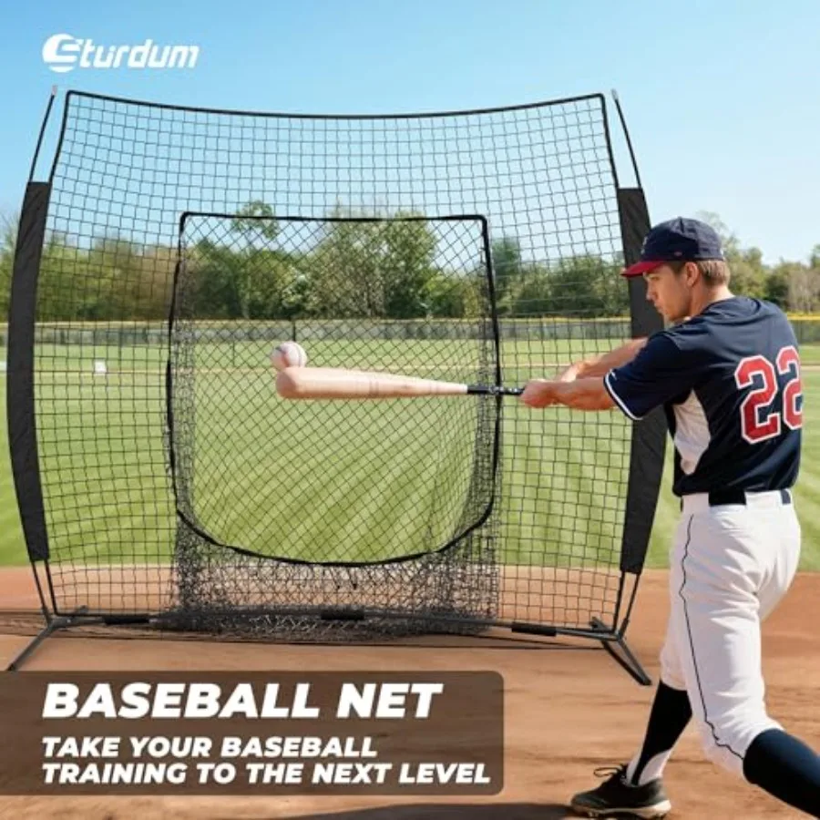 7 x 7 Feet Baseball Net, Baseball Softball Batting Net for Practice Hitting Pitching Fielding, Quick Setup, Portable, with Carr
