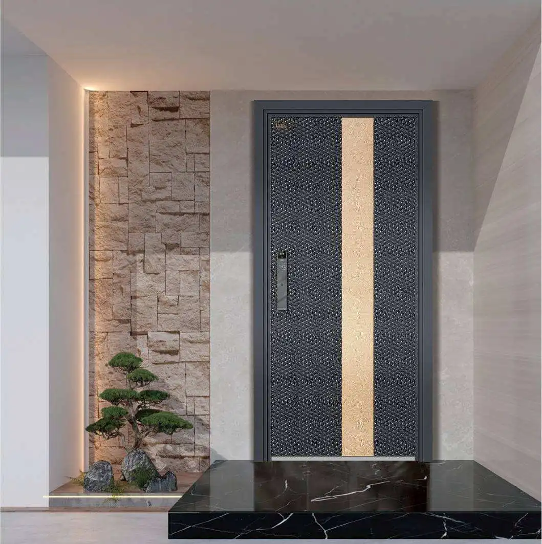 Grit Finish Villa Aluminum Alloy Entrance Door Heavy Duty Security Residential Doors Industrial Grade Finished Hinged Doors