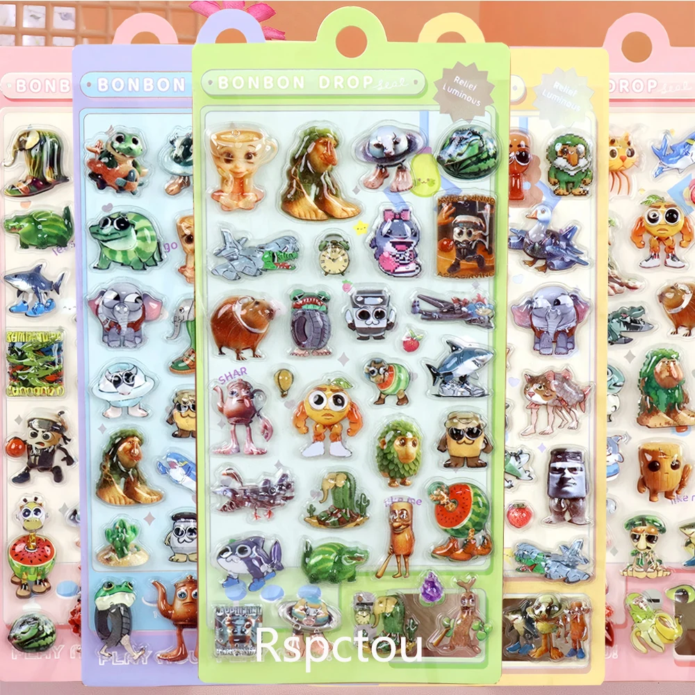 Итальянский мозг 3D рельефные наклейки Tung Tung Tung Sahur забавные животные пузырьковые наклейки ноутбук телефон велосипед мультяшная декоративная наклейка