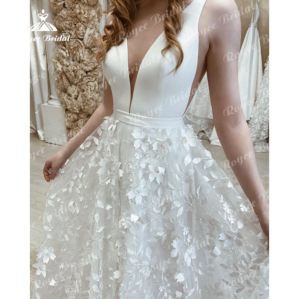 Boho Druck Blume EINE Linie Hochzeit Kleider Für Frauen 2023 Sexy Liebsten Ärmellose Brautkleider Sweep Robe De Mariée Vestidos de