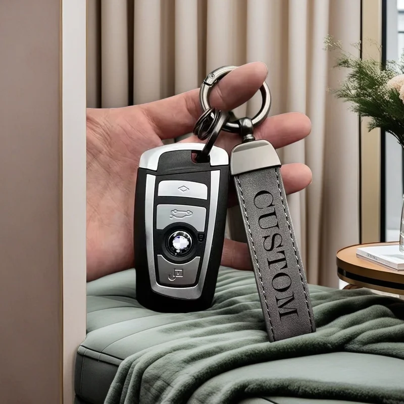 Custom Name Logo Leather Car Moto Keychain Personalized for Men and Women Keyring Creative Simple Key Chains Ring Gift