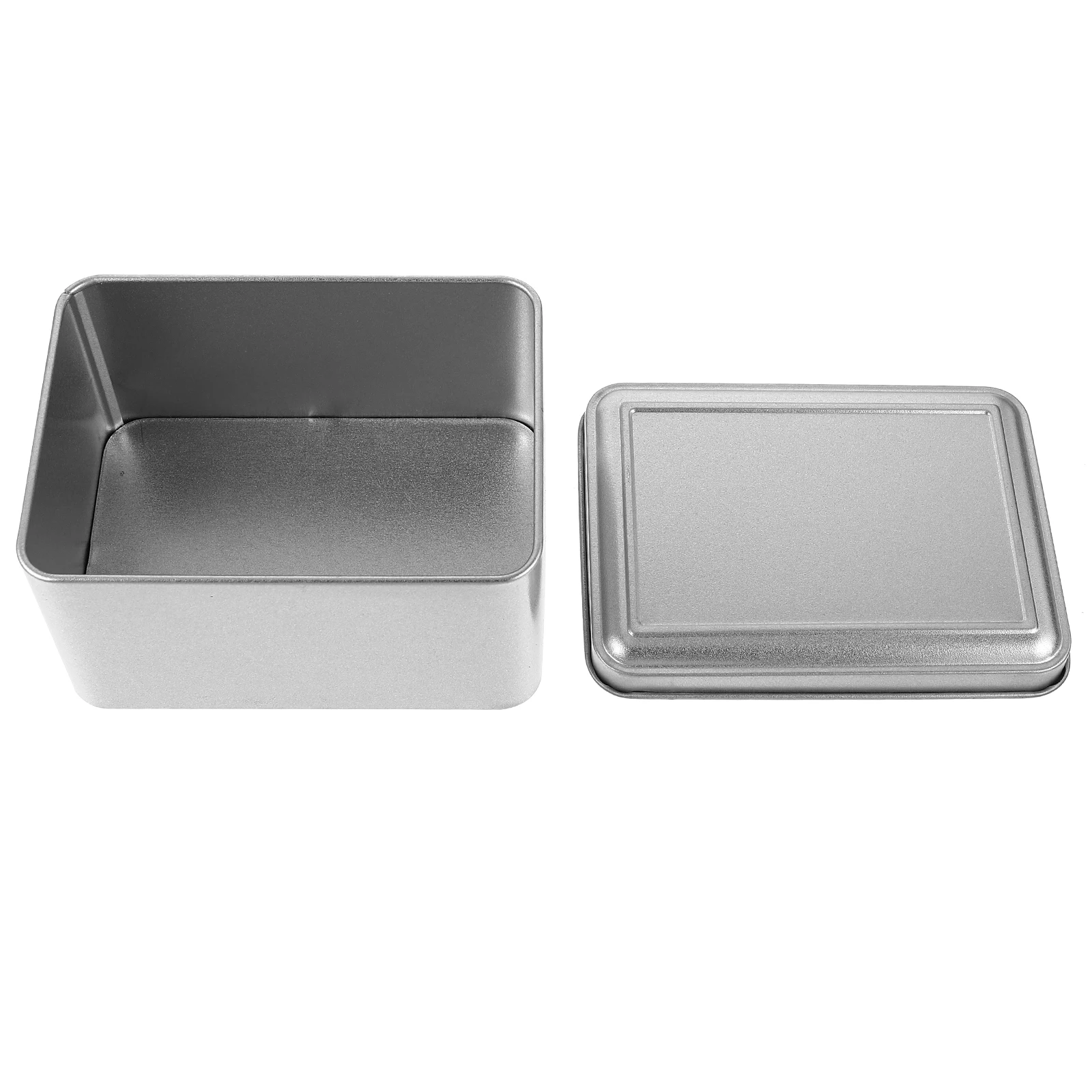 

Tea Packaging Cans Rectangle Tinplate Storage Jar for Dry Food Coffee Beans Large Capacity Sealed Canister Lid Silver Color