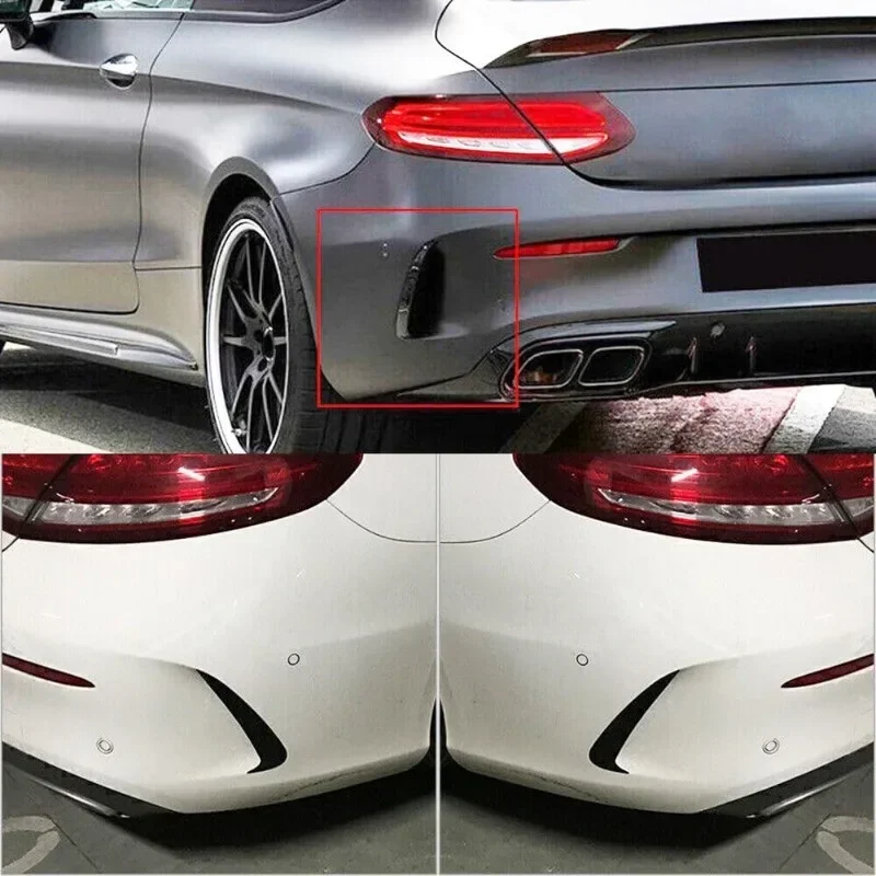 Car Rear Bumper Spoiler for Mercedes Benz C-Class W205 2015-2021 C200 C260 AMG05 Bright Black Carbon Fiber Air Outlet Tail Blade