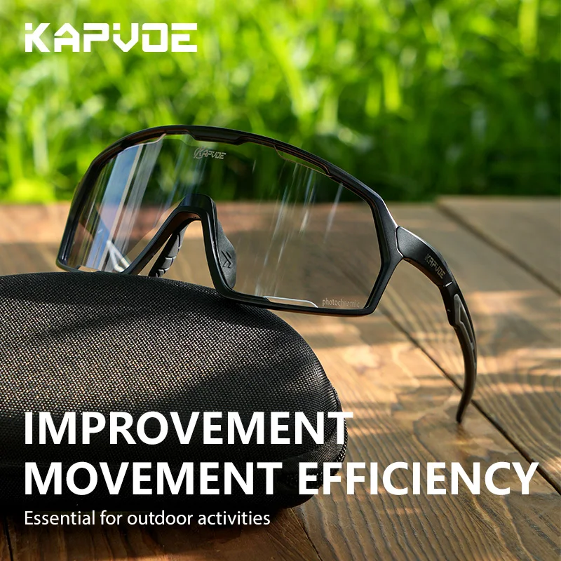 Kapvoe Photochrome Sonnenbrille für Herren, Brille, Radfahren, Damen, Fahrradfahren, Fahren, UV400, Mountainbike-Brille, Brillen, Sport