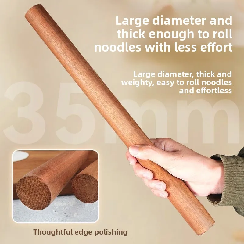 30 50 60cm Natural Ebony Wood Rolling Pin Non-stick Powder Wooden Rolling Stick for Home Pressing Dumpling Skin Baking Tool