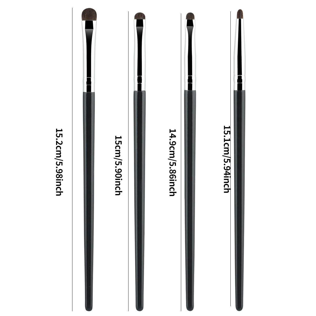 4-Piece Set, Fine Detail Horse Hair Eye Brushes For Eyeshadow & Eyeliner, Precision Makeup Application