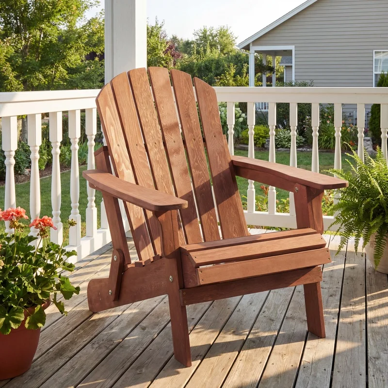 

Oversize Wooden Folding Adirondack Chair with Pre-Assembled Back and Seat for Patio Garden Backyard Porch Pool Deck Firepit