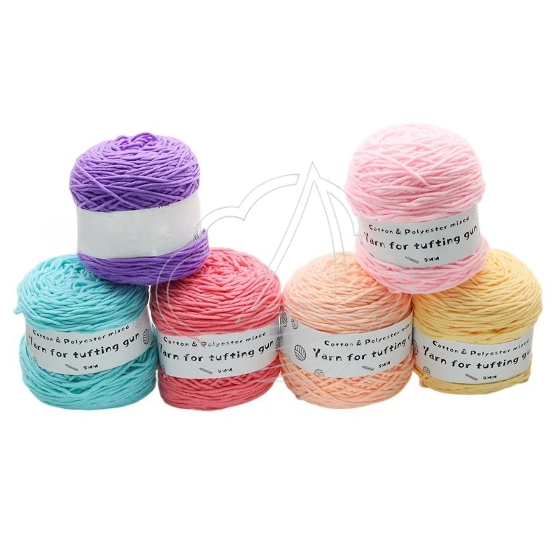 Imagen 4: 6 rollos/set de hilo de tufting sólido de 200M, hilo de algodón de 8 hebras para pistola de tufting, tela Monk, 24 colores, hilo de tejer para bordado Poke