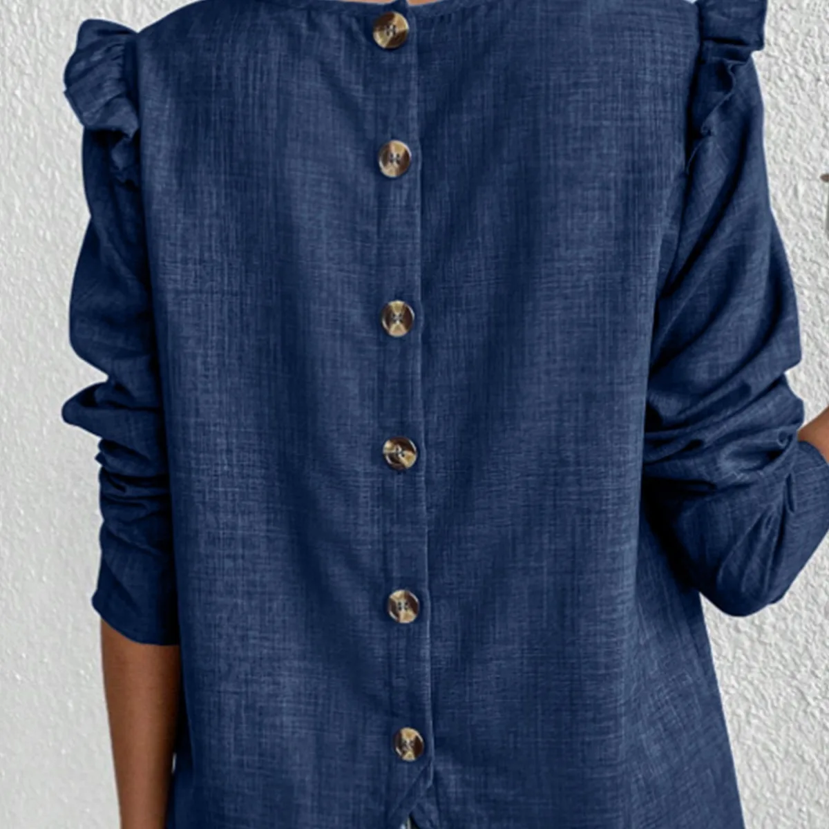 Casual Solid Color Women T Shirt Autumn And Winter New Petal Sleeves Button Fashion Ladies T Shirts Streetwear Style Clothes Top