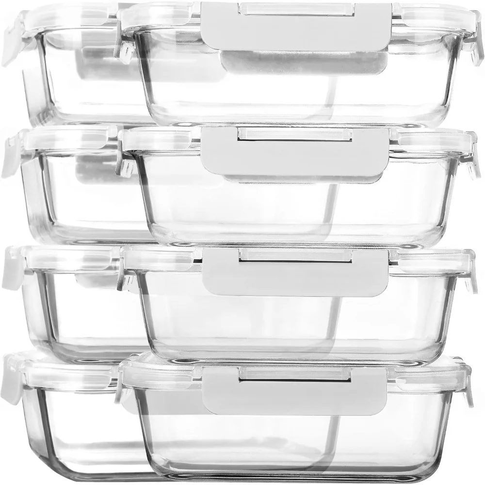 

[8-Pack,30 oz]Glass Meal Prep Containers,MCIRCO Glass Food Storage Containers,Airtight lunch Containers with Lids - BPA-Free Mic