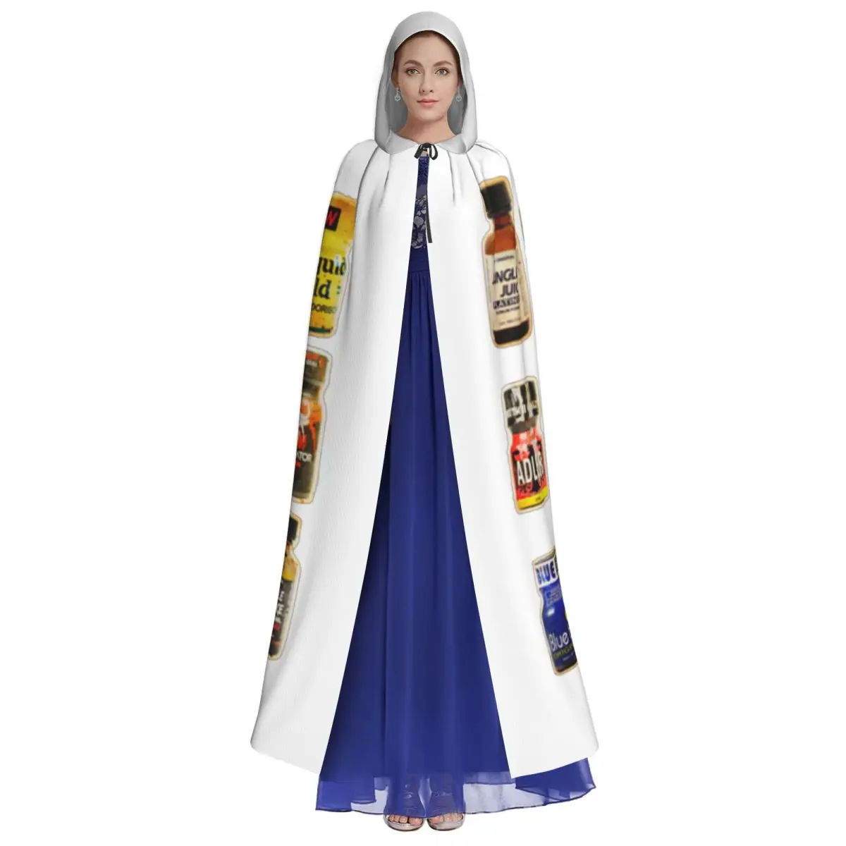 Poppers Bottles Gay Rush Jungle Juice Amyl Inhaler Long Hooded Cloak Witch Medieval Costume Cosplay Cape HalloweenParty view 3