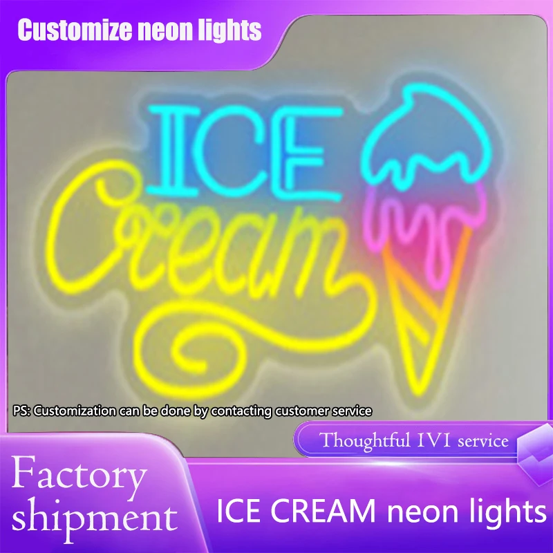 ICE CREAM на заказ светодиодный знак с именем подарок Настенный декор Декор для спальни персонализированный DIY Свадьба День рождения Магазин 36X20CM часть мальчика