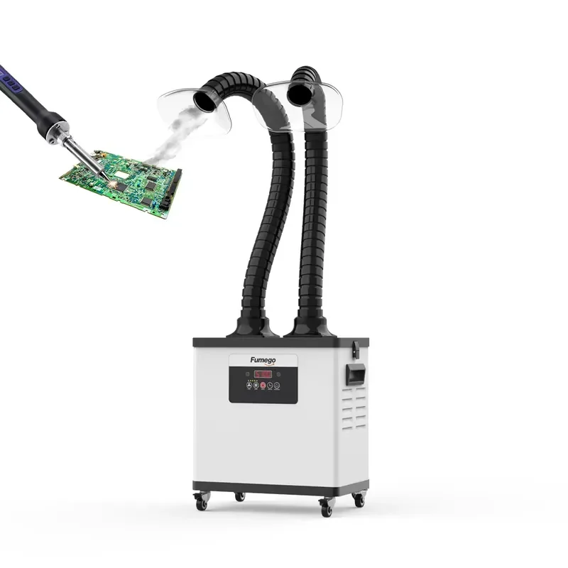 DX1002 Dual-Arm 200W Fume Extractor&Solder Fume Absorber for Electronic Soldering and Small Laser Marking Workshop Odor