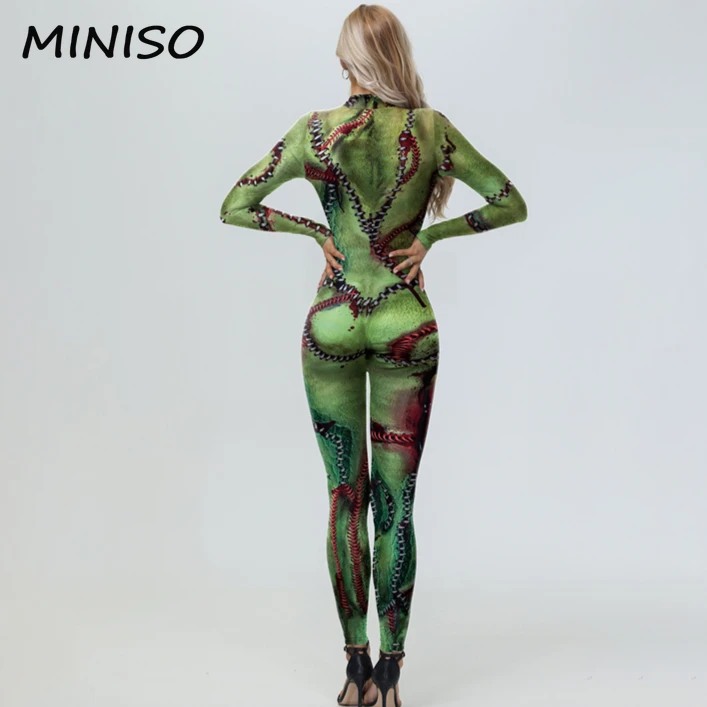 MINISO Cosplay Horror Costume Mend 3D Printing Carnival Party Jumpsuits Hallowen Fancy Dress Women Clothing Zentai Bodysuit