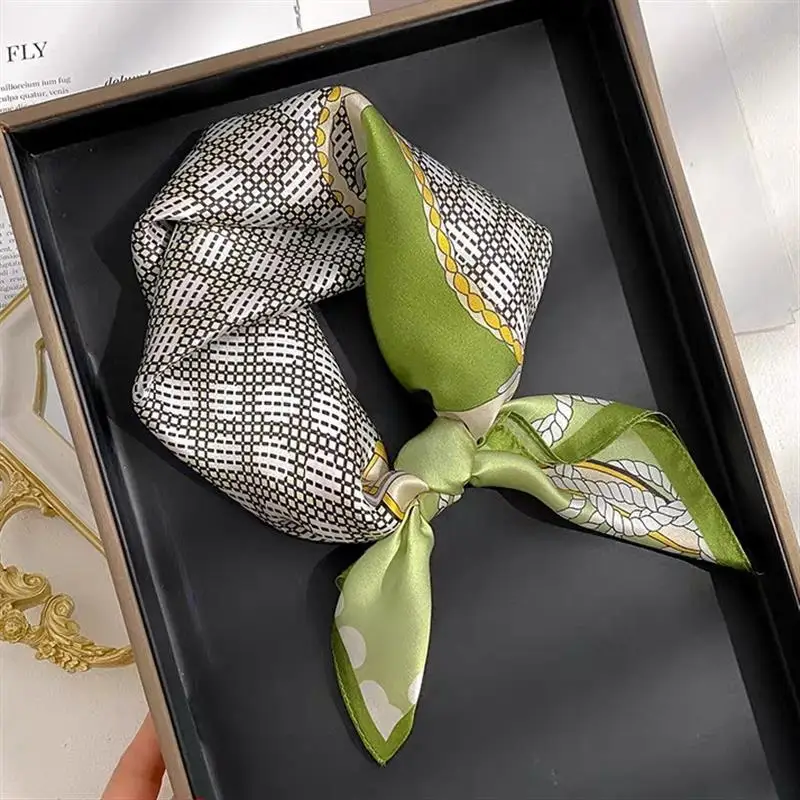 Luxury Silk Scarf Lady 70*70cm Silk Square Scarf Women Soft Satin Hairband Neckerchief Tie Female Headband Foulard Bag Ribbon