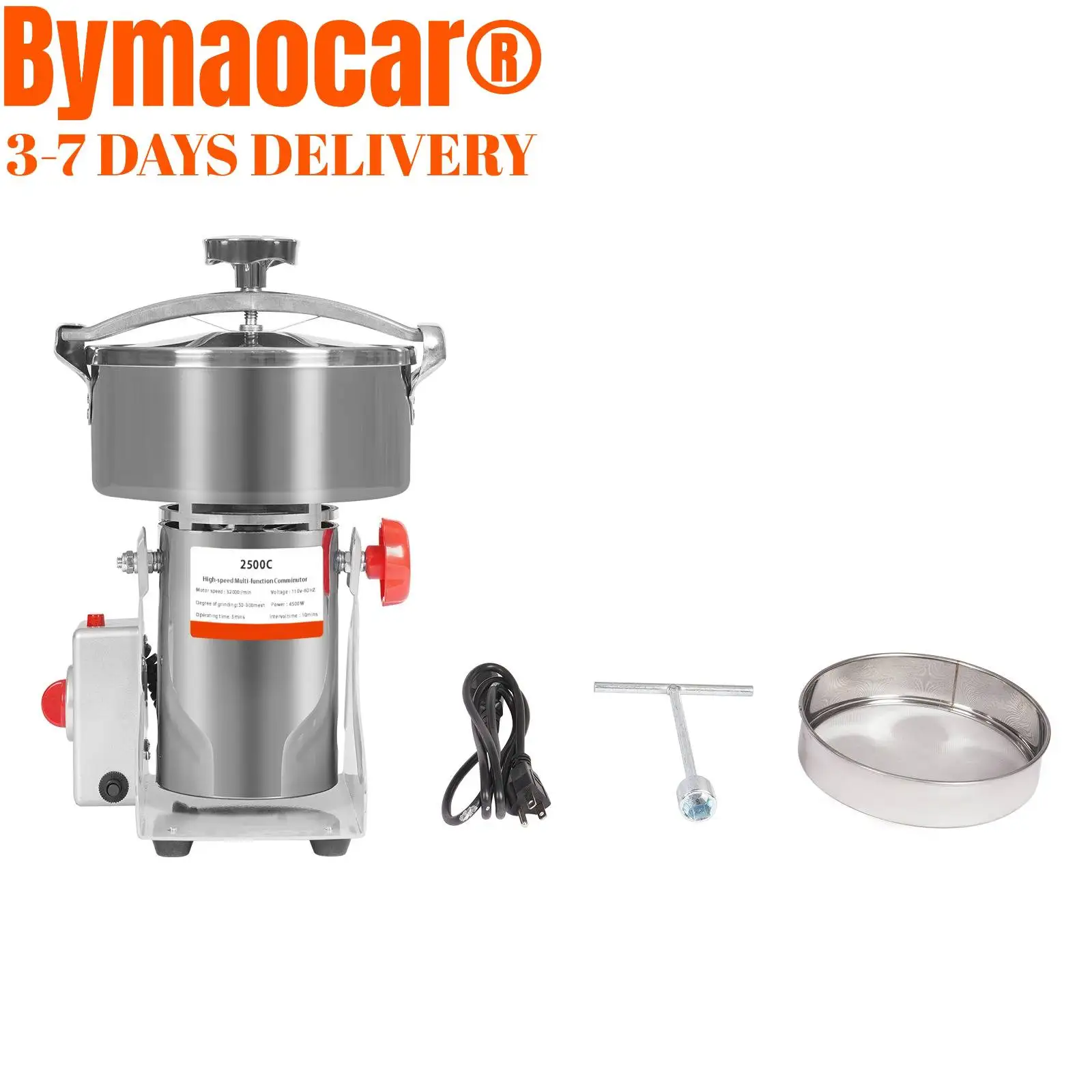 2500 g elektrische Getreidemühle mit Timing-Funktion, 4500 W Hochgeschwindigkeits-Pulverisierer, Trockenkräuter, Gewürze, Kaffeesamen, Reis, Maismaschine