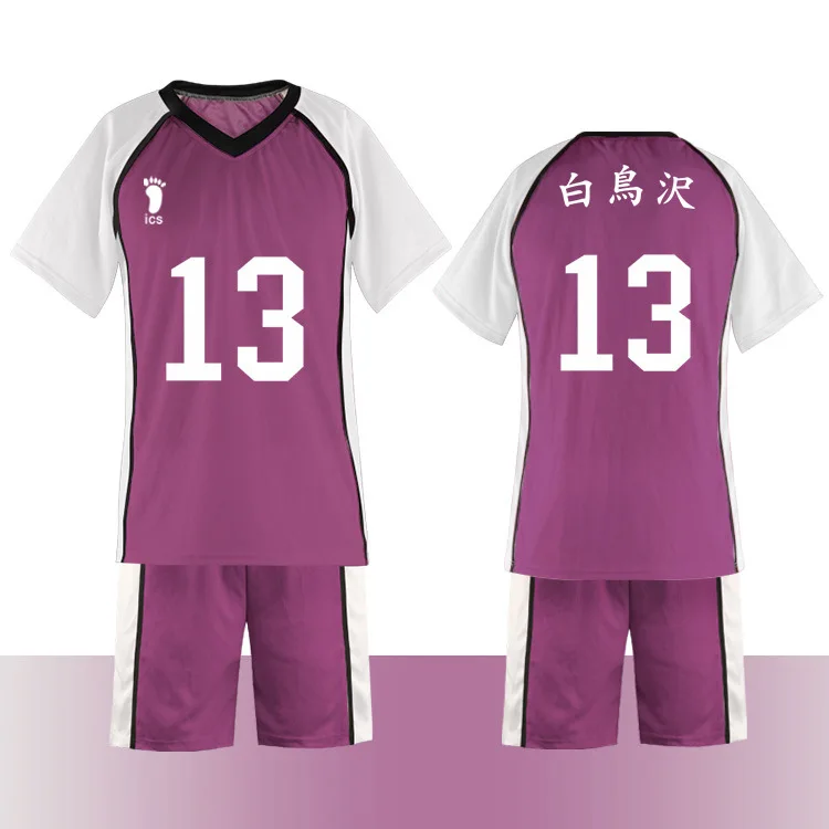 Anime Haikyuu Cosplay Costume Shiratorizawa High School Sportswear Volleyball Club Jersey Uniform Tendou Satori T-shirt Full Set