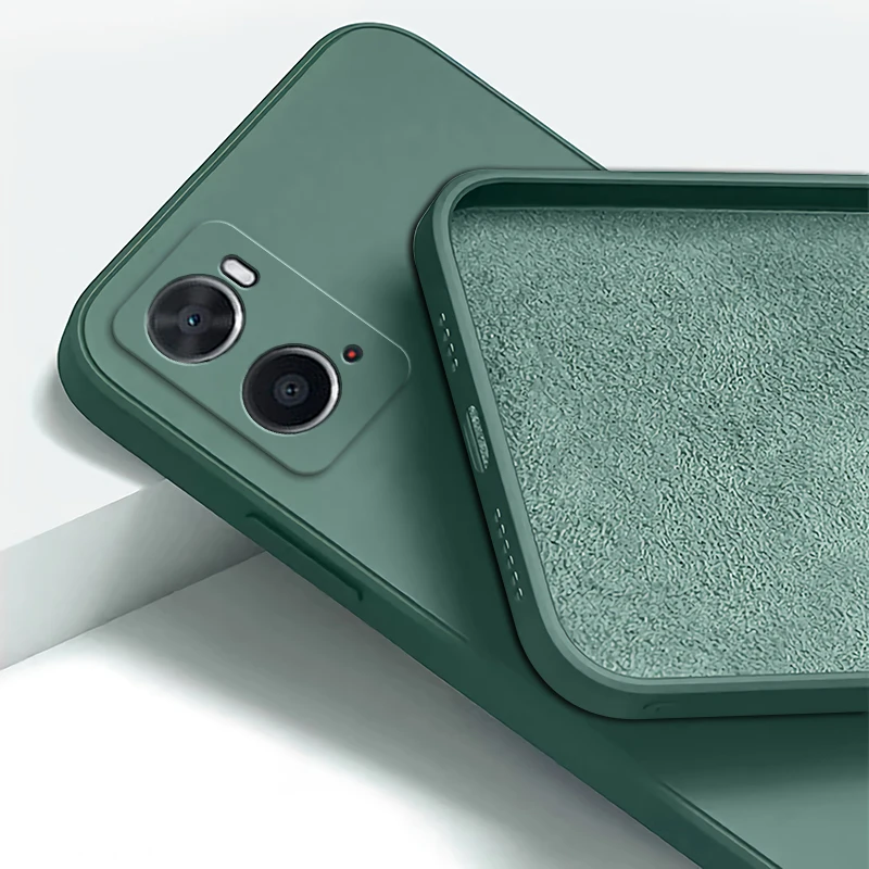 Luxury Square Liquid Silicone Case for OPPO A72 A73 A74 A76 A77 4G 5G Camera Protective 360 Shockproof Soft Phone Cover Armor