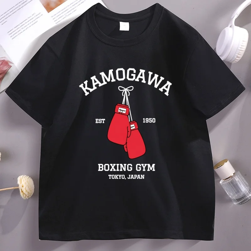 Kamogawa Boxing Gym Tshirt Makunouchi Anime T-Shirt Casual Cotton Short Sleeve Round Neck T Shirt Male Comfortable Clothing