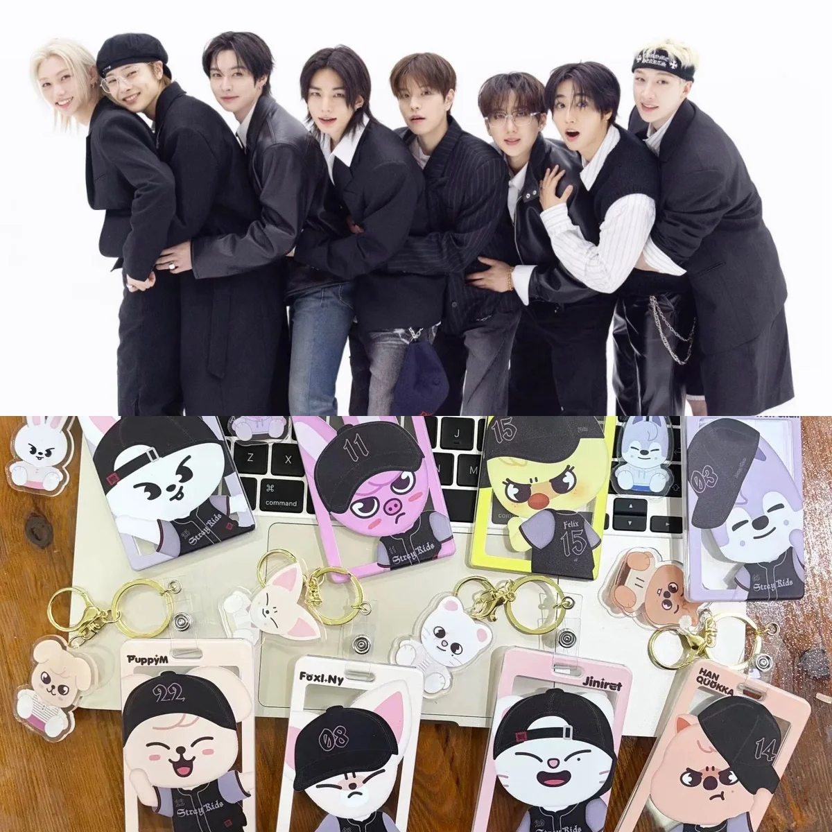 

Kpop Hot Cartoon Image SKZOO Acrylic Card Holder Hyunjin Felix LeeKnow Han BangChan I.N Cute Decorative Pendant Keychain