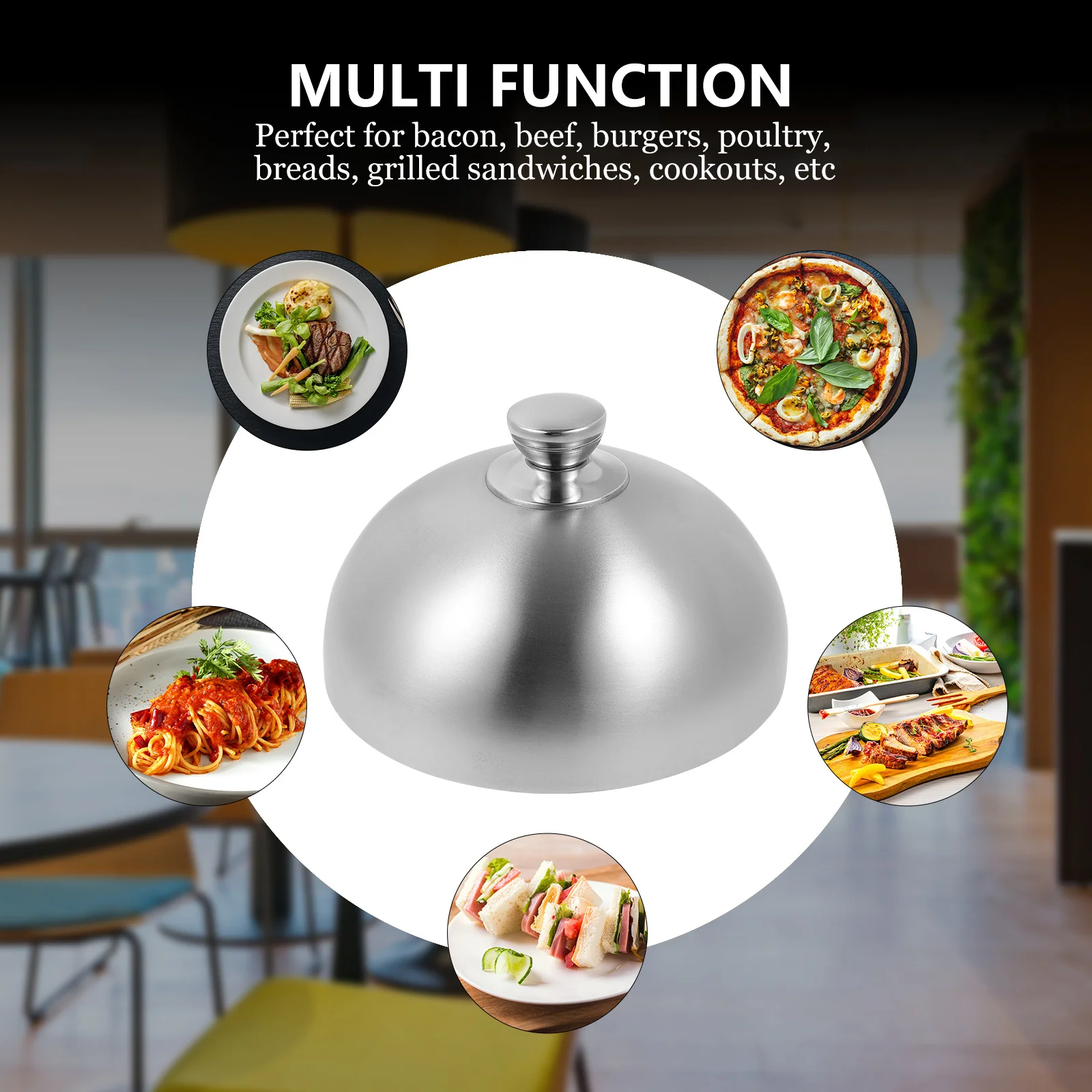 

Крышка для еды из нержавеющей стали, крышка для блюда для стейка, защита от брызг масла, кухонный инструмент, кухонный гаджет для гриля, плавления сыра