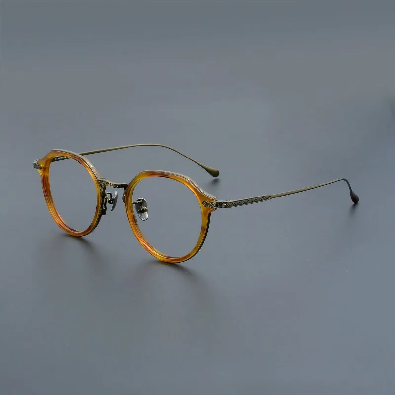 الأزياء اليدوية لوحة نظارات الإطار LO-09 قصر النظر الذكور التيتانيوم النقي نظارات الإناث تلون الضوء الأزرق الوقاية