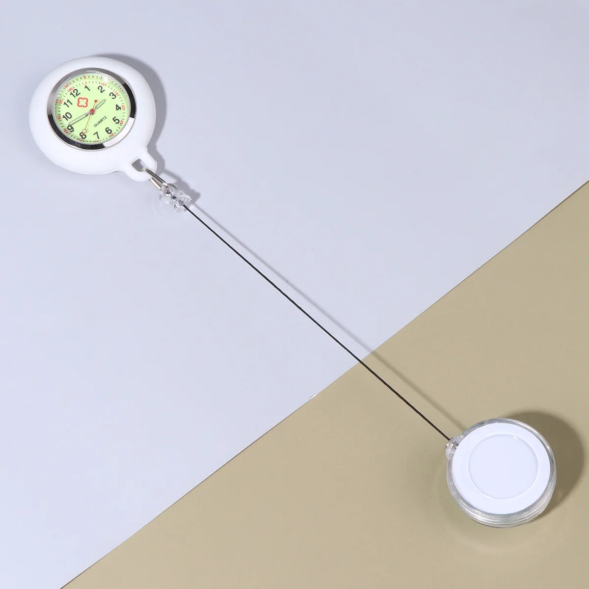 

Light Blue Nurse Premium Clip-On Pocket Watch Badge Reel Smiling Face Design Accurate Time Lightweight Durable Fashion Fob