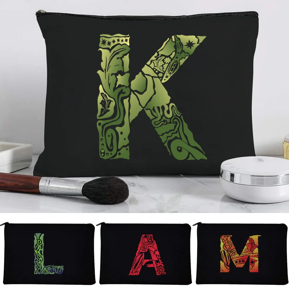 Fashion Flat Canvas Bag With EngravE Image Letter Print Multi‑purpose Storage Pouch for Makeup Supplies Stationery Phone Keys