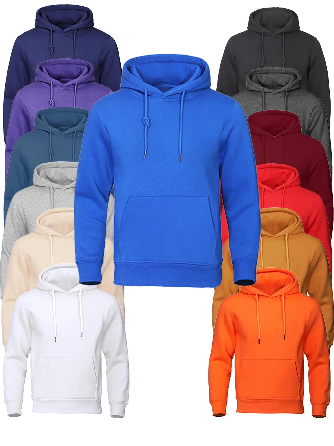 

Hoodie Men Solid Warm Fleece Hoody Oversize Hooded Sweatshirt Autumn Casual Fashion Pocket Clothes Comfort and Simplicity Tops