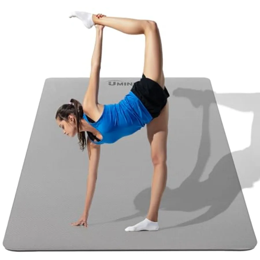 Home gym yoga mat for men and women, TPE material, black, extra thick 1/4 2/5 inch with non-slip and eco-friendly surface