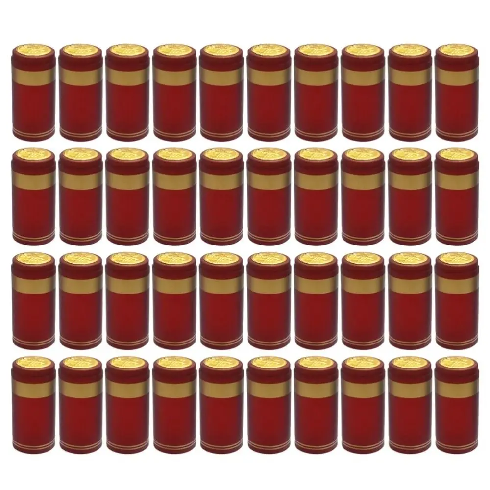 100Pcs PVC Wine Heat Shrinkable Cap Tear Tab Straight Mouth Wine Shrink Film Wrap Red Black Wine Bottle Cap