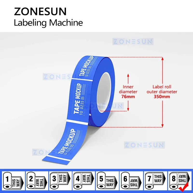 เครื่องติดฉลากตําแหน่ง Zonesun เครื่องติดฉลากขวดกลมห่อรอบเครื่องติดฉลาก ZS-TB822S