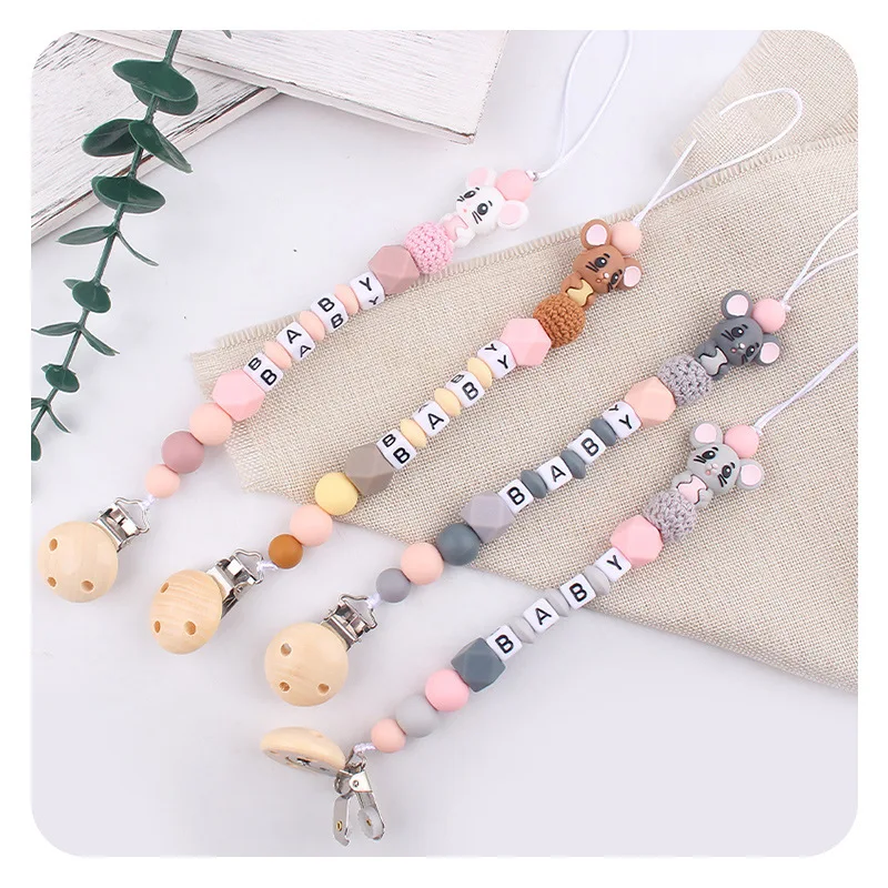 ABCPICK Baby Products Planet Toys Hemu Pacifier Clip Baby Soothing Cartoon Mouse Silicone Pacifier Chain Anti drop Chain