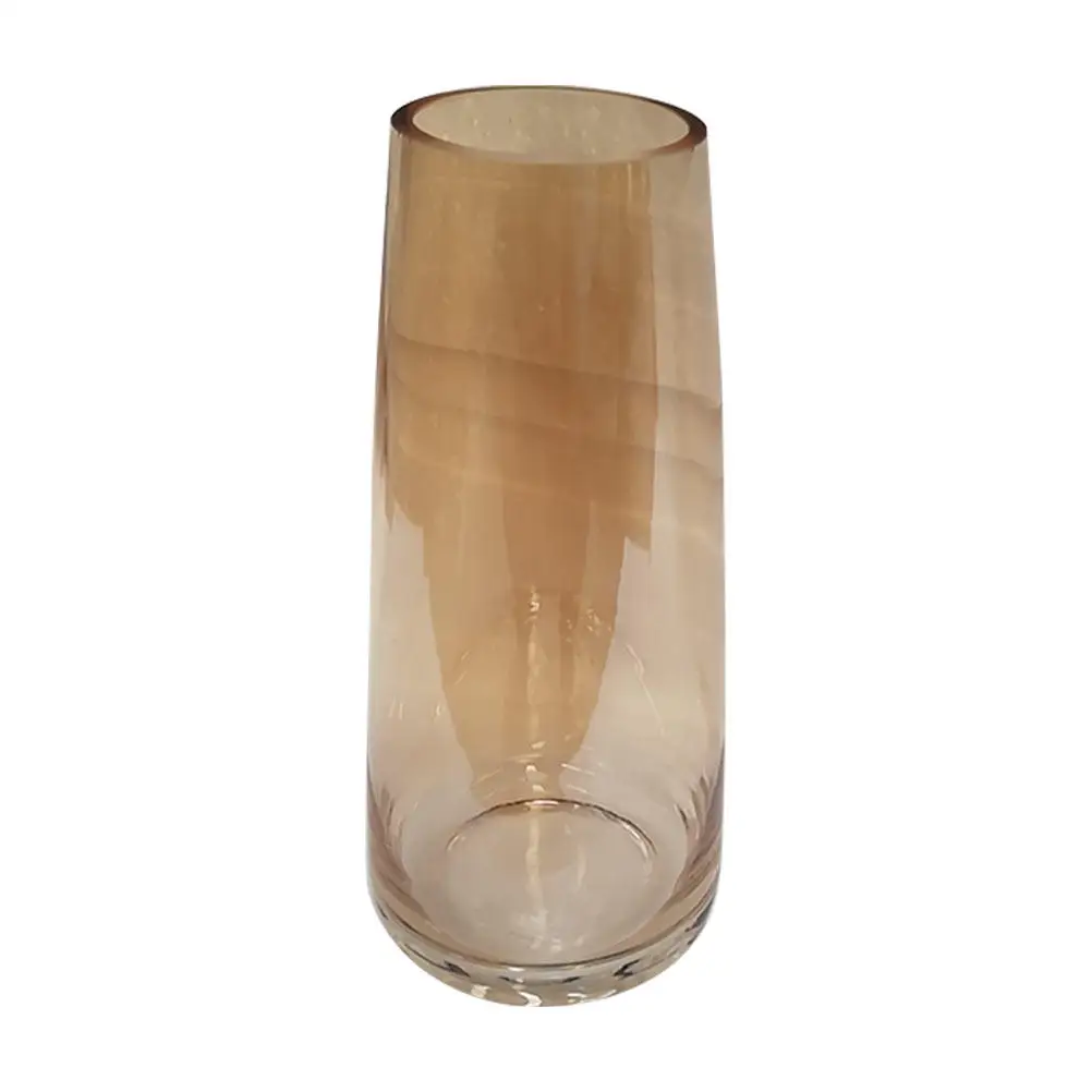 1Pcs Glass Vase Nordic Style Amber Color Thickened Bottom Decorative Flower Container Transparent Creative Vase Home Room Decor