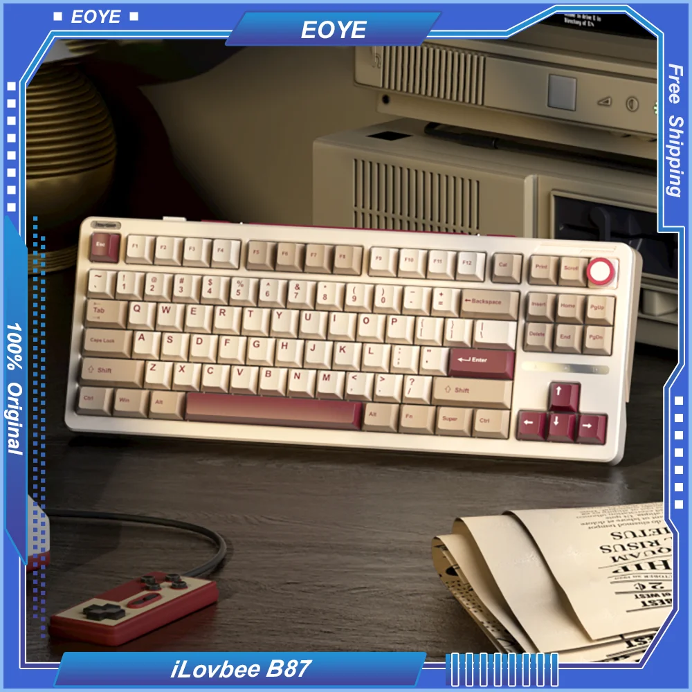 iLovbee B87 Gel Lump Mechanical Keyboard Wireless Bluetooth Triple Mode Customized Gasket Hot Swap Gaming Ergonomic Esports