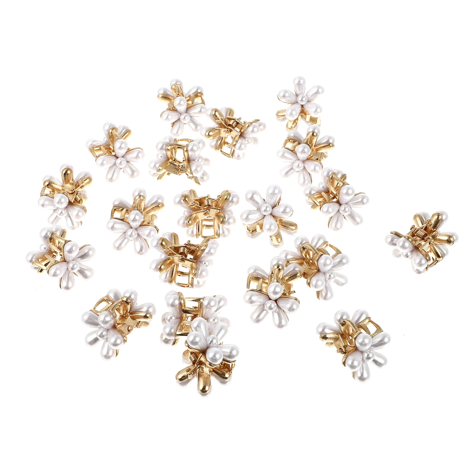 

20pcs Pearl Flower Hair Claw Clips Mini Daisy Design Elegant Matte Hair Pins For Girls Women Styling Accessories