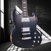 Vintage-style, aged black SG model electric guitar, high-quality 6-string electric guitar with rosewood body and neck –availabl