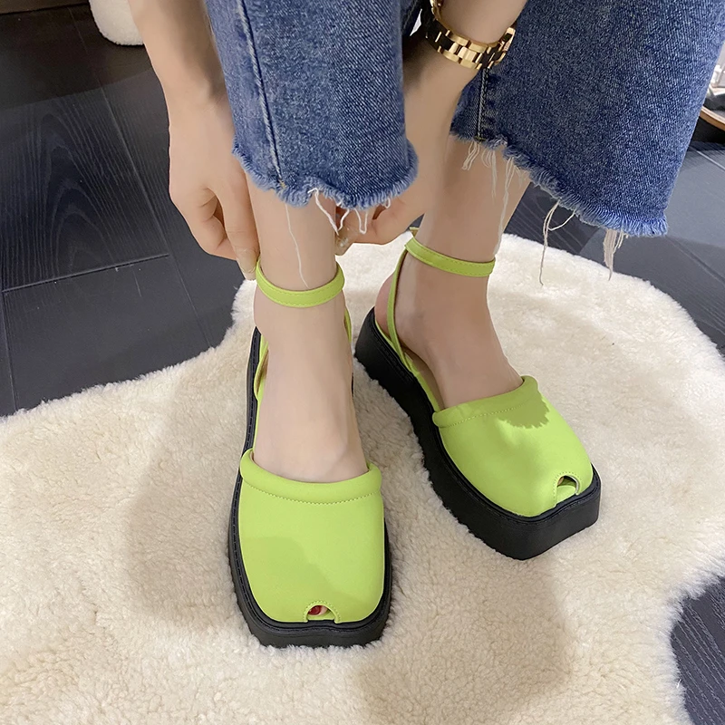 

Square Toe Platform Outdoor Slippers Women 2022 NEW Soft Sole Summer Beach Ladies Casual Slingback Sandals Shoes Open Toe