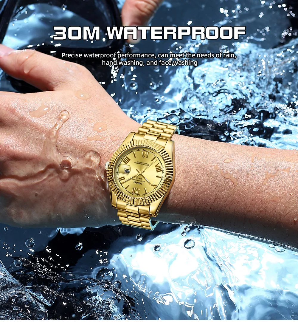 NIBOSI ساعات رجالية العلامة التجارية الفاخرة التناظرية كوارتز ساعة اليد الفولاذ المقاوم للصدأ مقاوم للماء التقويم دور ساعة Relogio Masculino