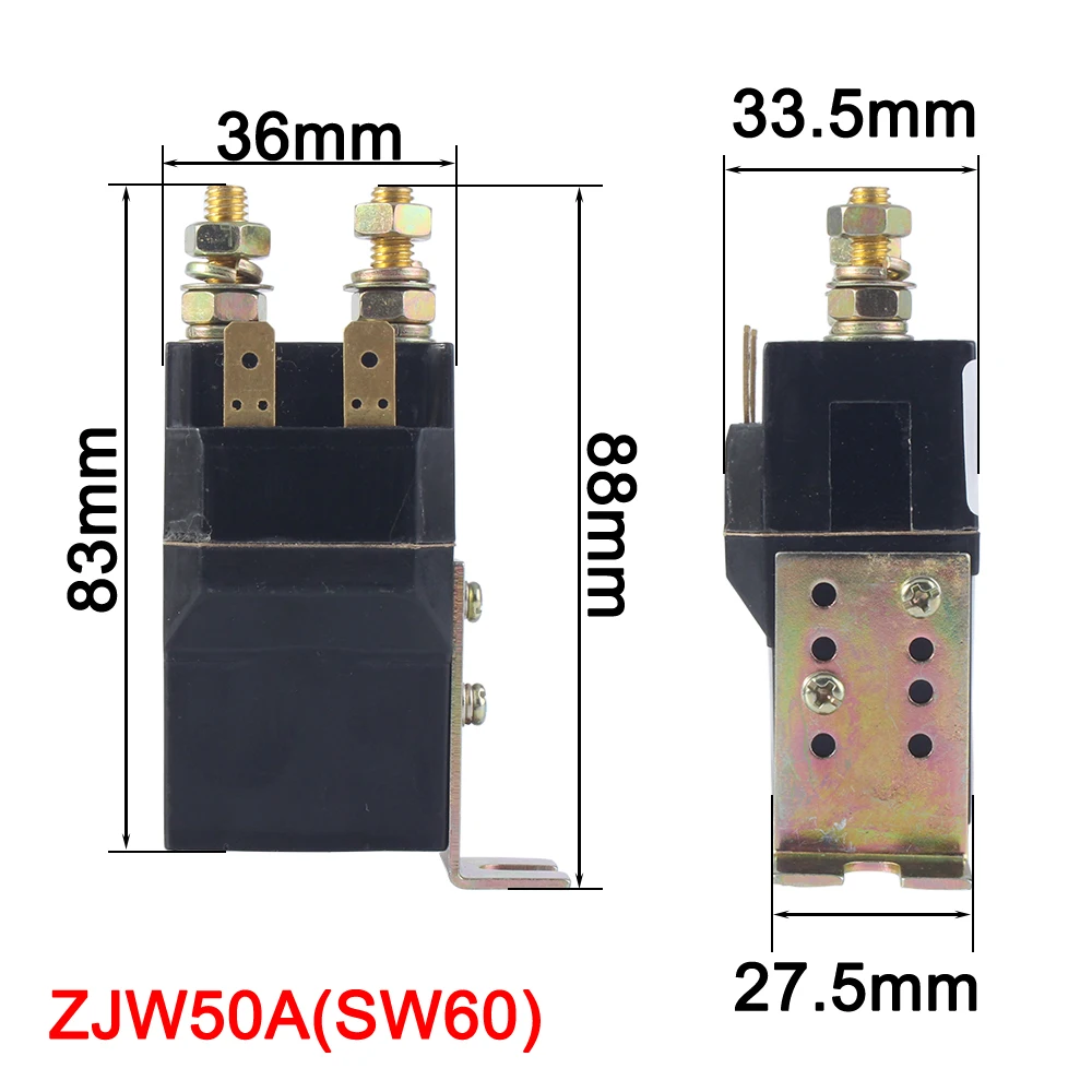 1pc ZJW50A/100A/200A/400A/600A/800A DC contactors 1NO for cars and control system 12V 24V 72V engineering machinery