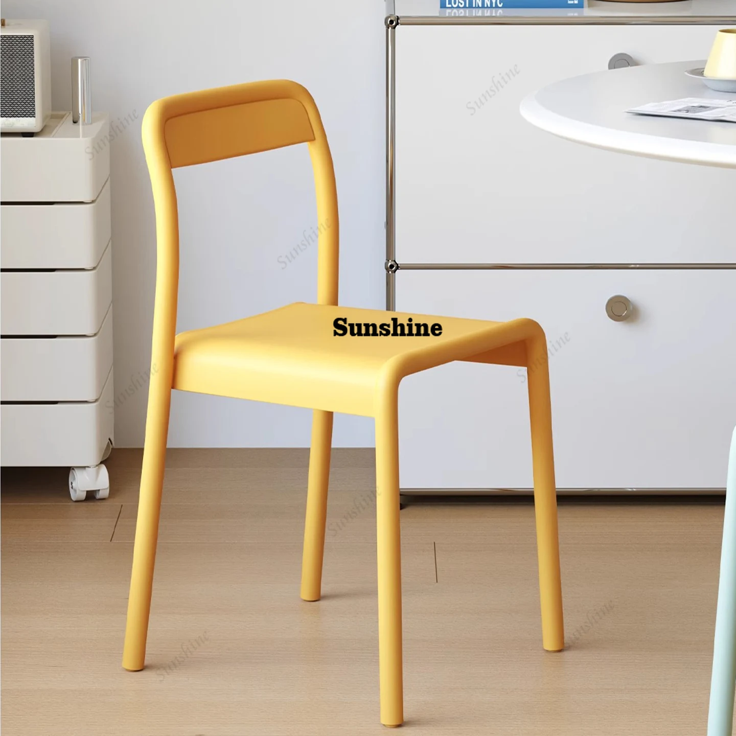 Simple Plastic Home Thick Back Chair Stackable Leisure Light Luxury High-end Dining Chair Dopamine Chair