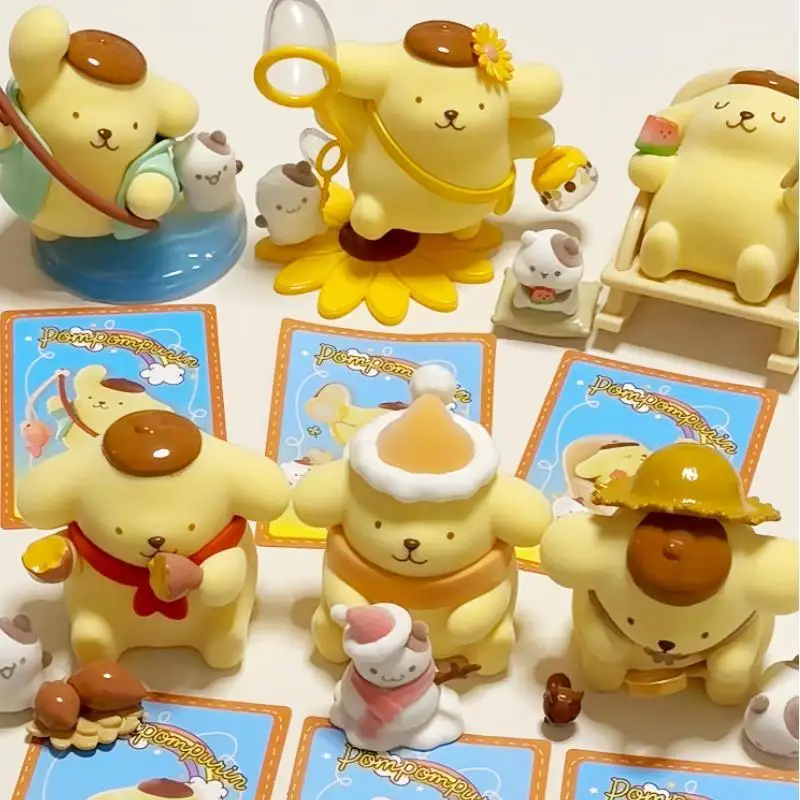 

Original Pudding Dog Blind Box Four Seasons Series Blind Box Model Home Decoration Sanrio Animation Peripheral Toy Girl Gift