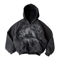 American Fashion Trend Joker Zipper Hoodie Women Street Y2K New Casual Loose Fleece Padded Sweatshirt Unisex Warm Punk Hoodie