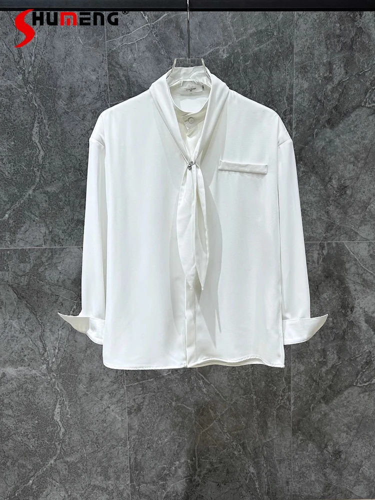 

Мужские осенние новые легкие роскошные элегантные свободные удобные топы, красивая шикарная рубашка, простые высококачественные однотонные рубашки с длинными рукавами