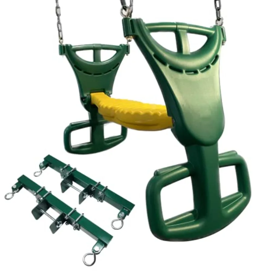 

Glider Swing Set for backyard use: steel brackets, black finish, rust-resistant plastic-coated chains and full hardware kit inc