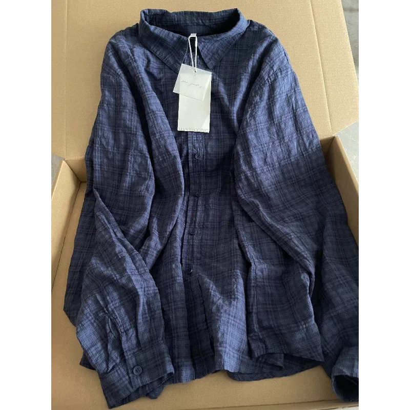 

Новая женская сшитая рубашка-поло с воротником на пуговицах, модная клетчатая рубашка в стиле ретро, свободный топ с длинными рукавами