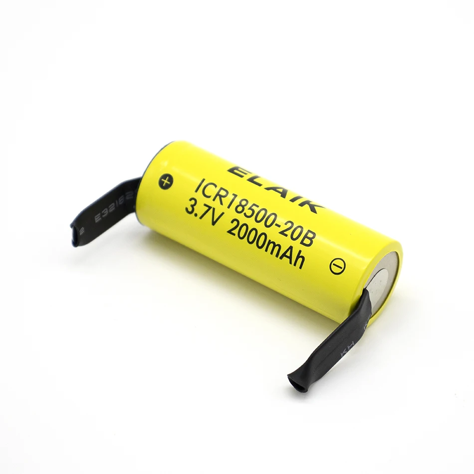 Original rechargeable lithium 3.7V 18500 2000mah ICR18500-20B toy flashlight 3.7V battery, etc