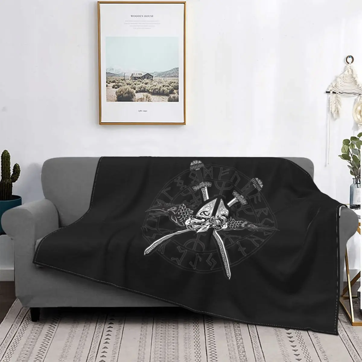 Viking Son of Odin  Blanket Warmth Soft Plush Sofa Bed Throw Blanket Nap blanket Suitable for Living Room/Bedroom Black Blanket